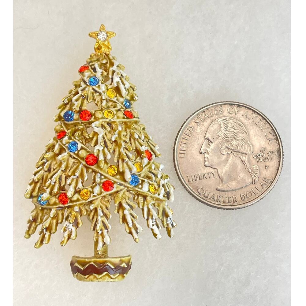 Art Mode Jewelry Creations Vintage Christmas Tree Brooch EUC